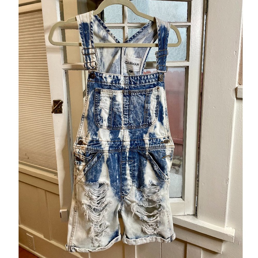 Carmar Distressed Denim Overalls Size Extra Small